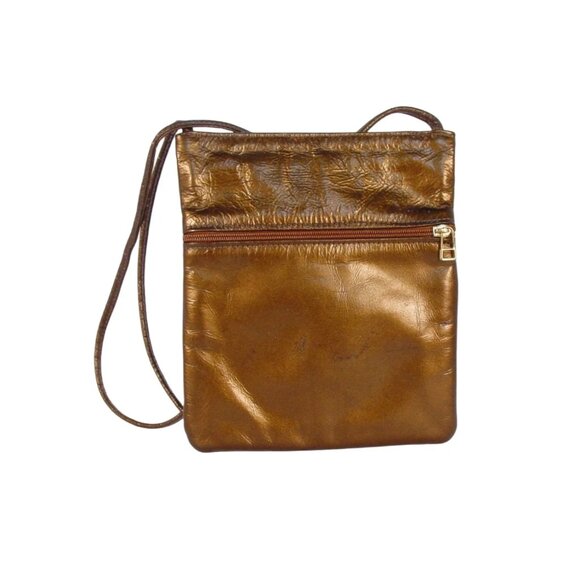 SVEN Berkeley Small Metallic Bronze Leather Crossbody Bag - Made in USA - Picture 2 of 7